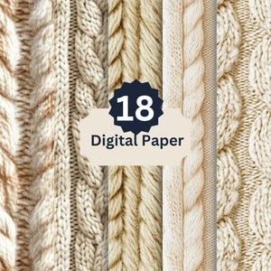 Cozy Knit Cable Digital Paper Pack - 18 Textured Yarn Patterns for Scrapbooking & Craft Projects