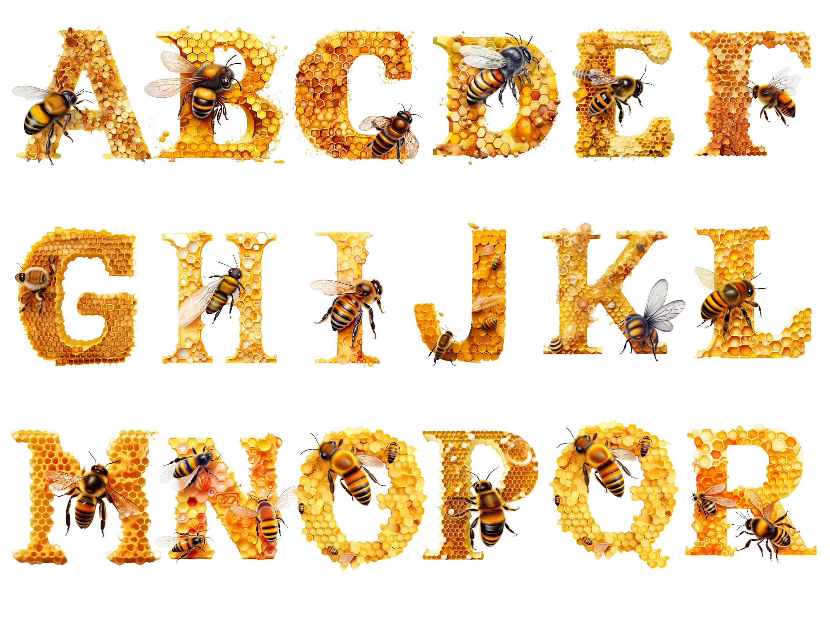 Honeycomb Alphabet, Letters Png, Alphabet Png, Instant Download for ...