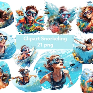 Snorkeling Clipart, transparenter Hintergrund, hohe Qualität, Clipart, 12x12, kommerzielle Nutzung
