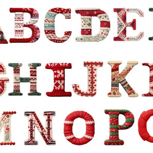 Alfabeto de malha de Natal, letras png, alfabeto png, download instantâneo para uso comercial, alta resolução, 12x12, uso comercial