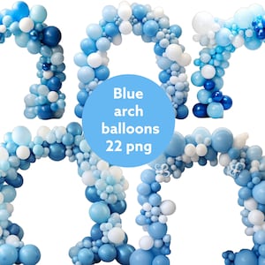 Blaue Bogen Ballons Clip Art Grafiken in PNG download für kommerzielle Nutzung sofortiger Download Hohe Auflösung, 12x12, kommerzielle Nutzung