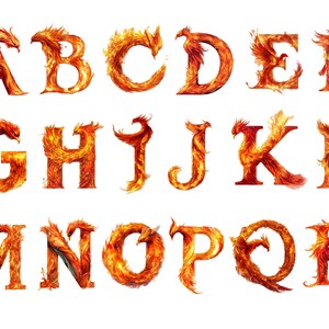Aquarelle alphabet phénix png, téléchargement immédiat pour un usage commercial, haute résolution, 12 x 12, usage commercial