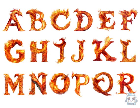 Watercolor Phoenix Alphabet Png, Instant Download for Watercolor Phoenix Alphabet Png, Instant Download for