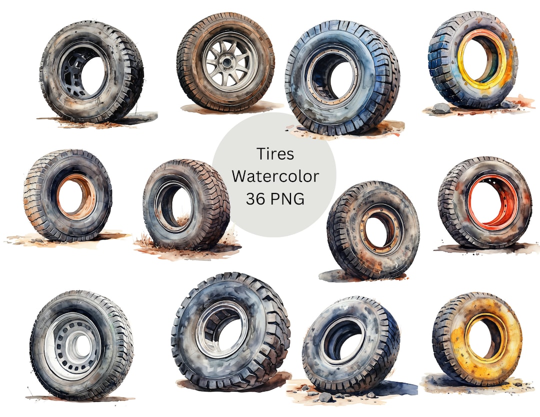 水彩タイヤ クリップアート、透明な背景の PNG デジタル ファイル、昇華、商用利用 - Etsy 日本