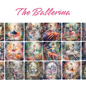 Watercolor Ballerinas Clipart, PNG images, Instant Download Scrapbook, Junk Journal, Paper Crafts Scrapbooking, 12x12, Commercial Use