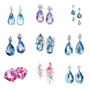 Watercolor Jewelry Clipart, PNG Digital Files on Transparent Background ...