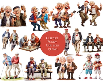 Clipart funny old men funny old men, old men, christmas,  download for commercial use, High resolution, 12x12, instant download