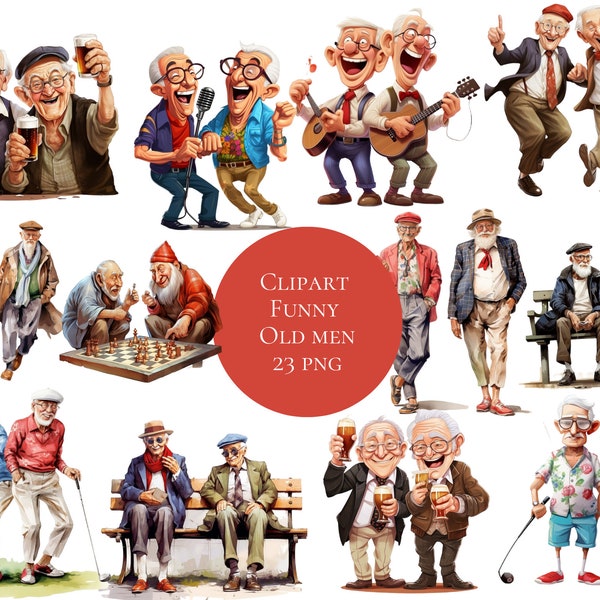 Clipart funny old men funny old men, old men, christmas,  download for commercial use, High resolution, 12x12, instant download