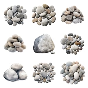 Stones Clipart, fichiers numériques PNG sur fond transparent, sublimation, utilisation commerciale