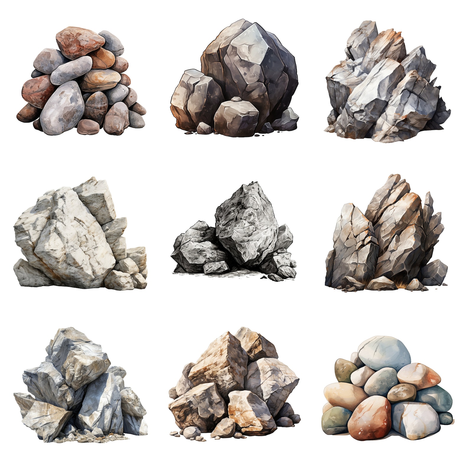 Rocks Clipart, PNG Digital Files on Transparent Background, Sublimation ...