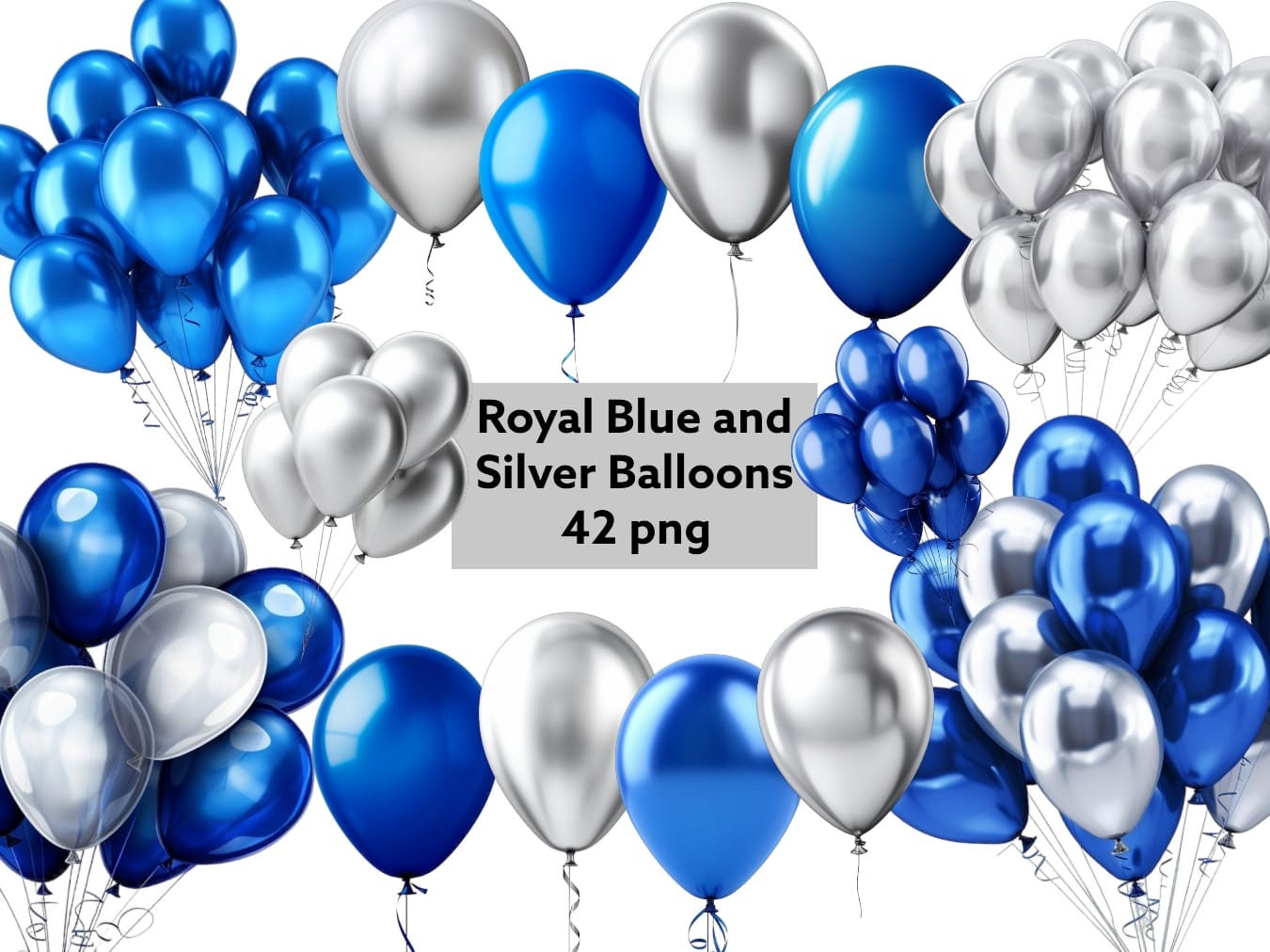 Blue Gold Foil Orb DIY Double Stuffed MATTE Balloon Garland Kit