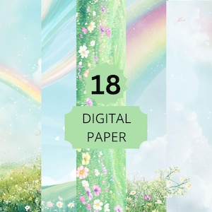Carta digitale "Arcobaleno Prato", sfondi paesaggistici pastello con fiori e cielo, sfondo cielo