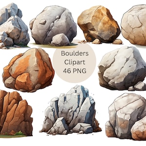 Clipart rocher, fichiers numériques PNG sur fond transparent, sublimation, usage commercial