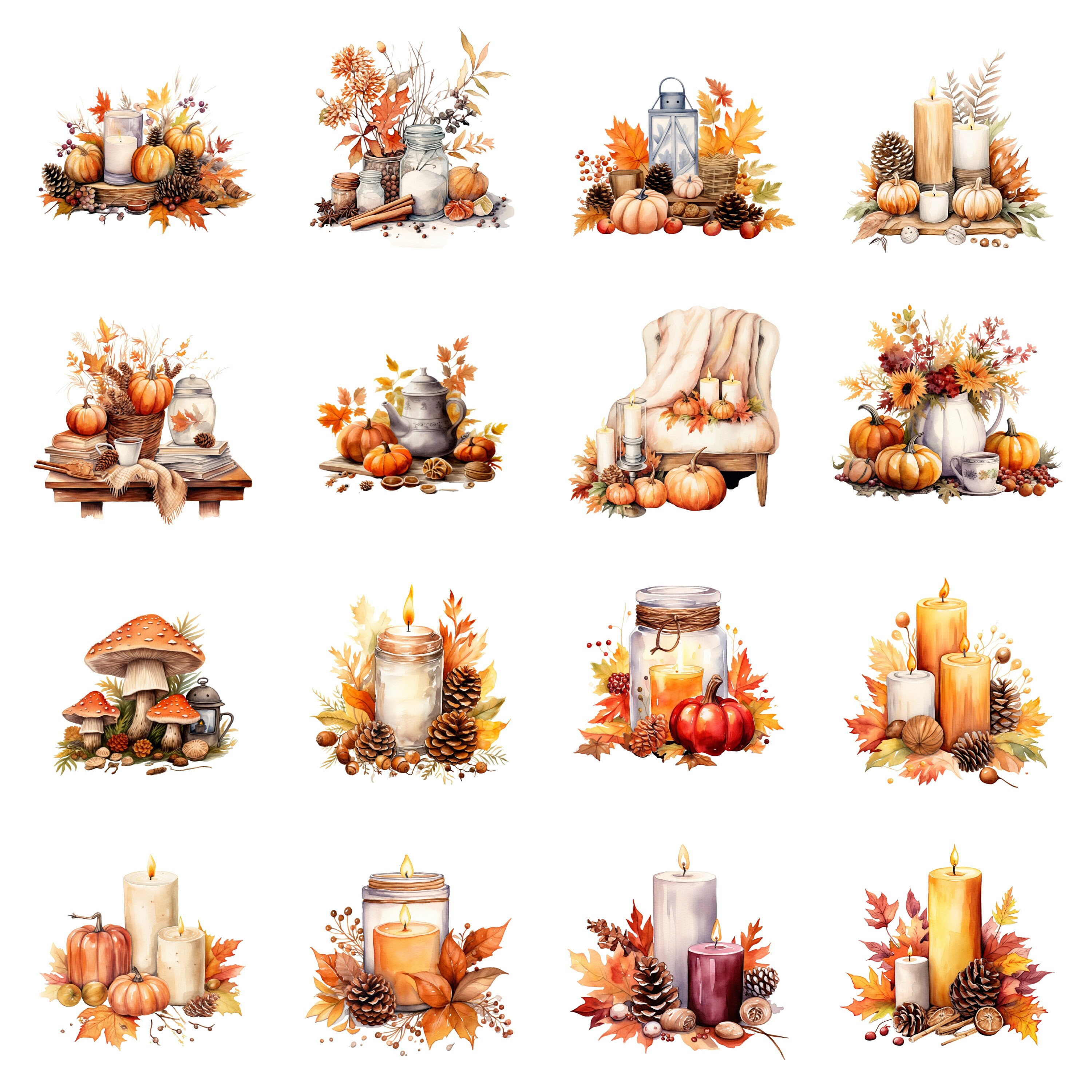 Fall Decoration, Transparent Background, High Quality, Clipart, 12x12 ...