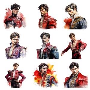 Watercolor Matadors Clipart, PNG Digital Files on Transparent ...