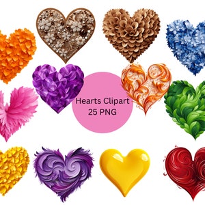 Harten Clipart, digitale PNG-bestanden op een transparante achtergrond, plakboek, uitnodigingen, commercieel gebruik