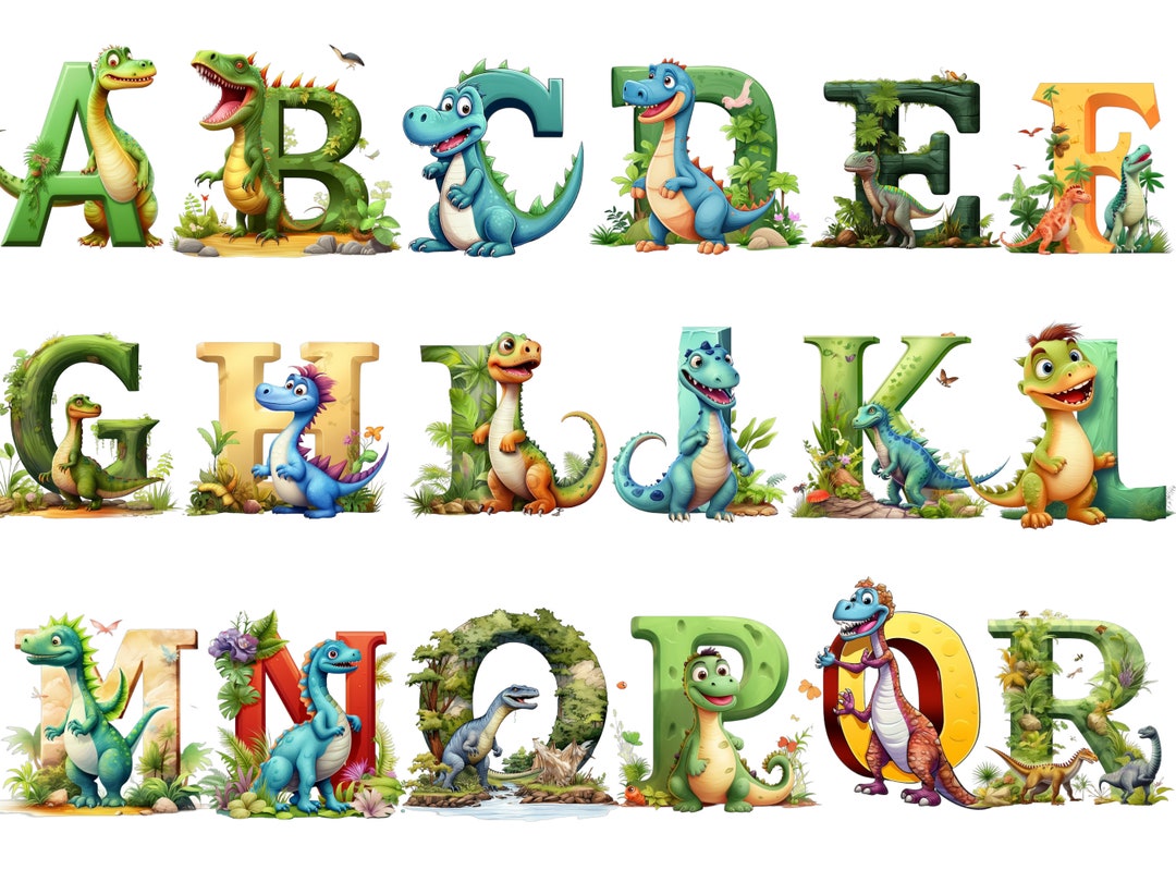 Dino Alphabet, Dino Letter, Dino Font Png, Instant Download for