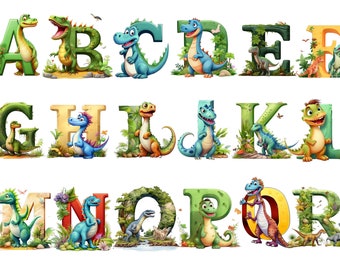 Dino alphabet, dino letter, dino font png, instant download for commercial use, High resolution, 12x12