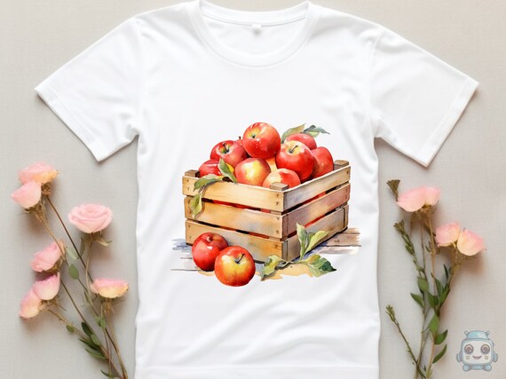 木箱に入った新鮮なリンゴ 32 個 水彩画 クリップアート、フルーツ