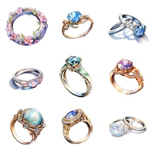 Watercolor Jewelry Clipart, PNG Digital Files on Transparent Background ...