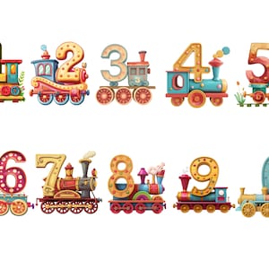 Numeri del treno Clipart, numeri png, download istantaneo per uso commerciale, alta risoluzione, 12x12, uso commerciale