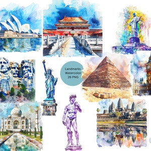 Clipart de marcos em aquarela, imagens individuais PNG em fundo transparente, sublimação, uso comercial