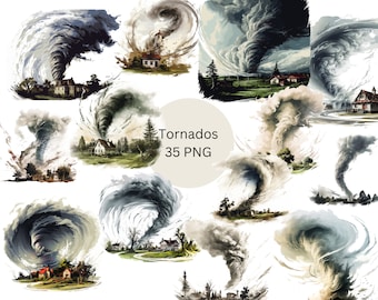 Tornados Clipart, PNG digital files on transparent background, scrapbook, sublimation, commercial use