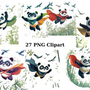 27 superheldenpanda's clipart, dieren clipart, individuele png-afbeeldingen op transparante achtergrond, sublimatie