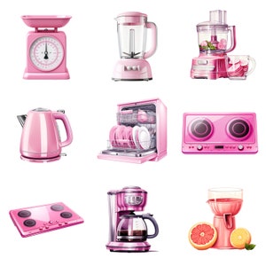 Clipart Pink Kitchen, Kitchen , PNG Digital Files on Transparent ...