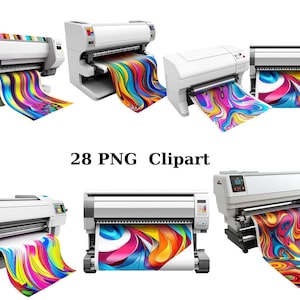 28 Drucker Clipart, Einzelteile Clipart, PNG einzelne Bilder auf transparentem Hintergrund, Sublimation