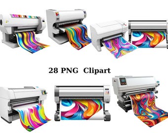 28 Printers Clipart, Items Clipart, PNG individual images on transparent background, sublimation