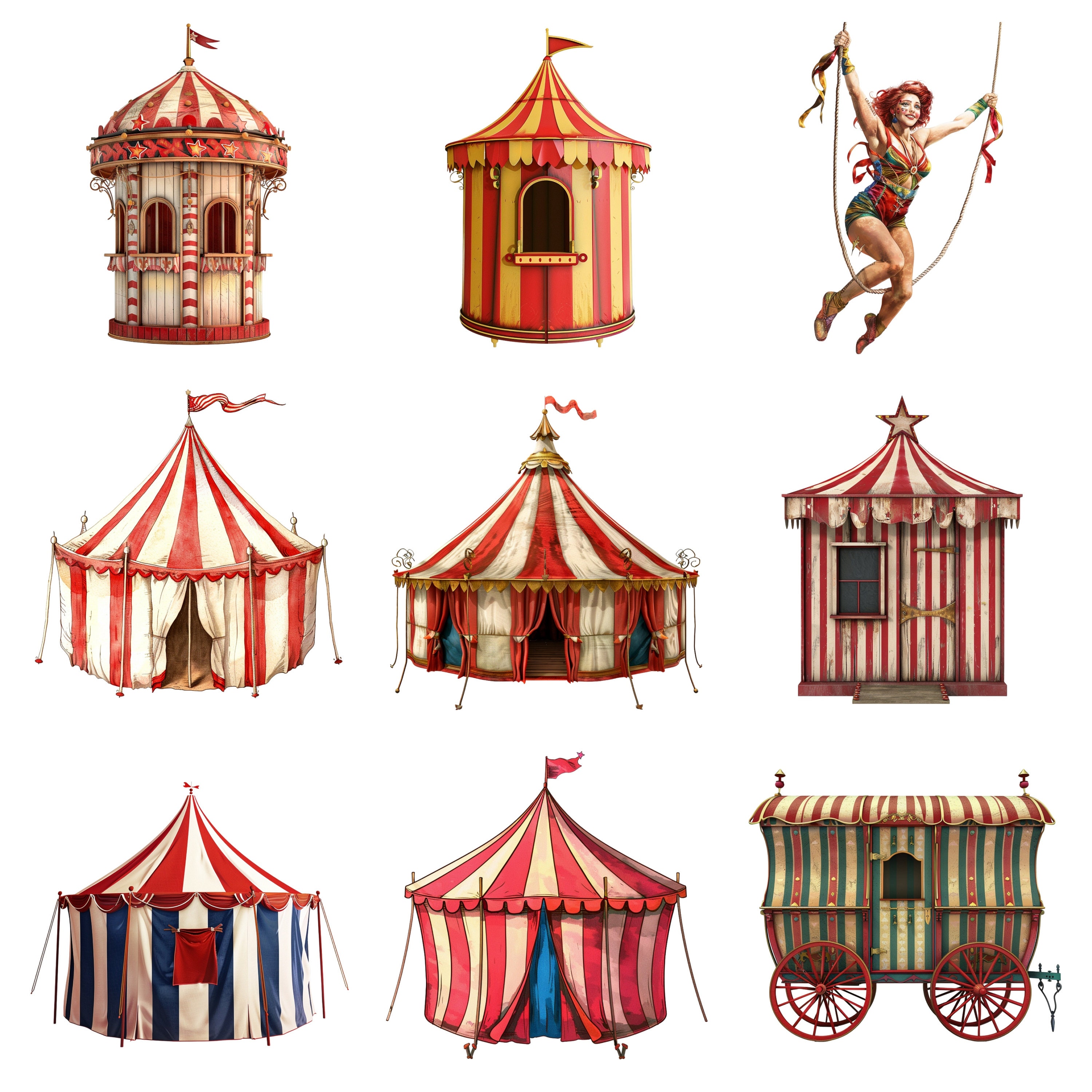 Circus Clipart, Carnival PNG Individual Images on Transparent ...