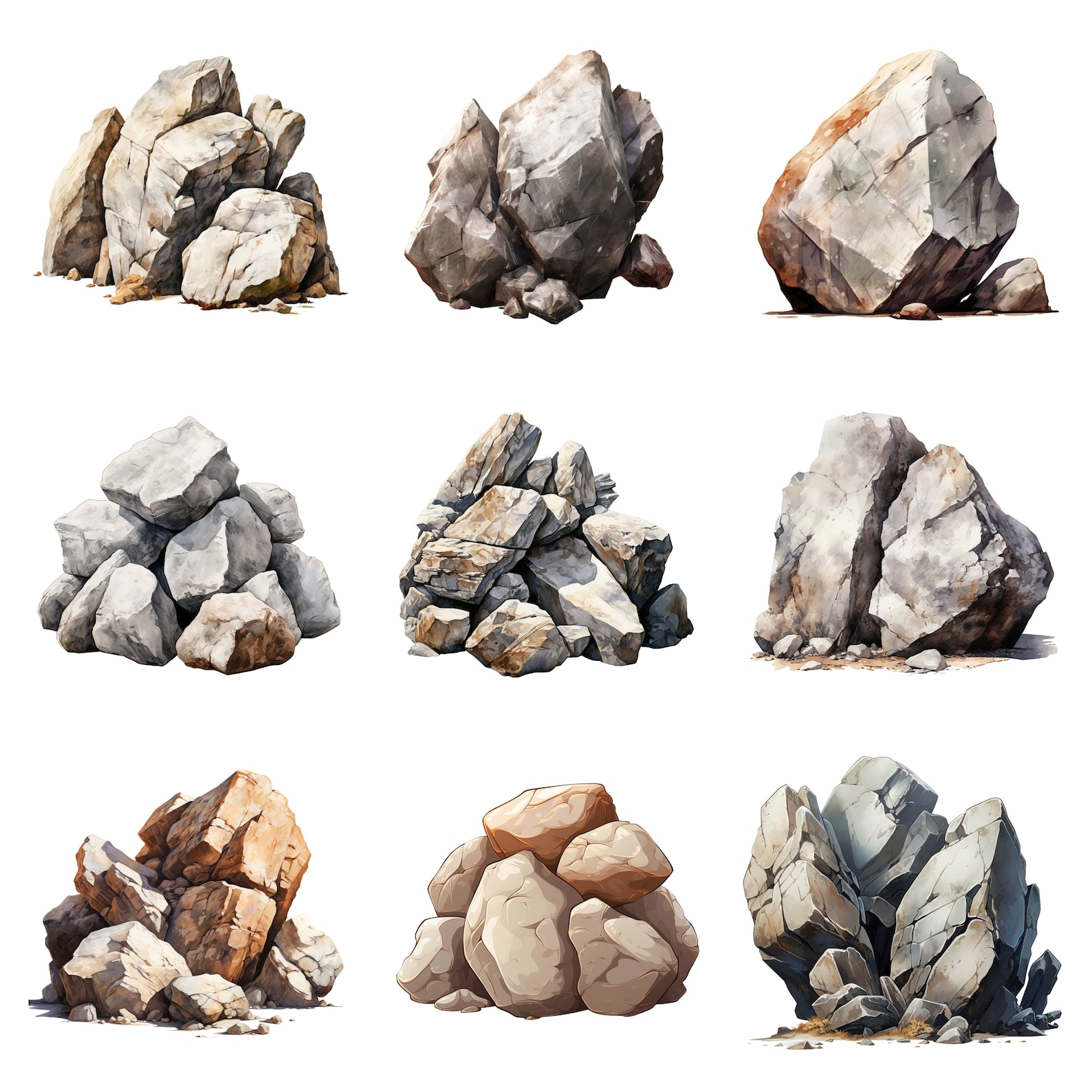 Rocks Clipart, PNG Digital Files on Transparent Background, Sublimation ...