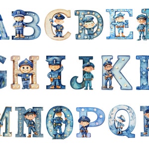 Alfabeto poliziotto, lettere png, alfabeto png, download istantaneo per uso commerciale, alta risoluzione, 12x12, uso commerciale