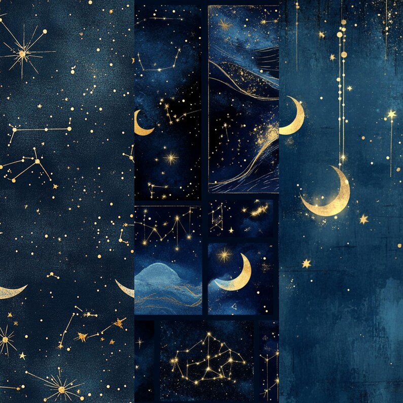 Celestial Digital Paper – 18 Galaxy Night Sky Backgrounds With Stars ...