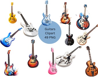 Guitars Clipart, PNG digital files on transparent background, sublimation, commercial use