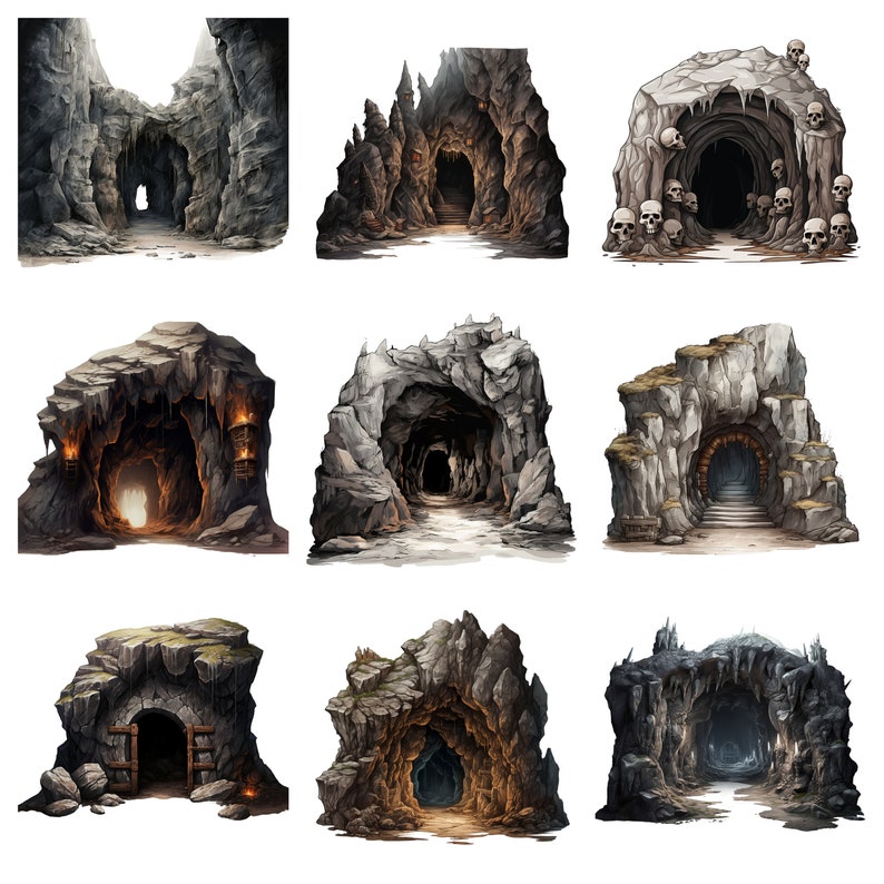 Caves Clipart, PNG Digital Files on Transparent Background, Sublimation ...