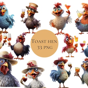 Clipart de poulets drôles, poulet, poule, fond transparent, haute qualité, clipart, 12x12, utilisation commerciale