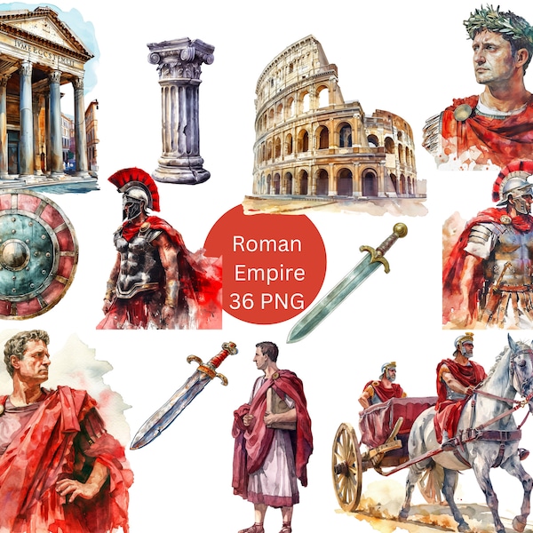 Aquarel Roman Society Clipart, Romeinen PNG digitale bestanden op transparante achtergrond, sublimatie, commercieel gebruik