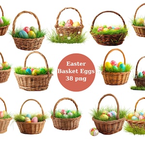 Uova di cestino di Pasqua, Pasqua in PNG per uso commerciale download immediato Alta risoluzione, 12x12, uso commerciale