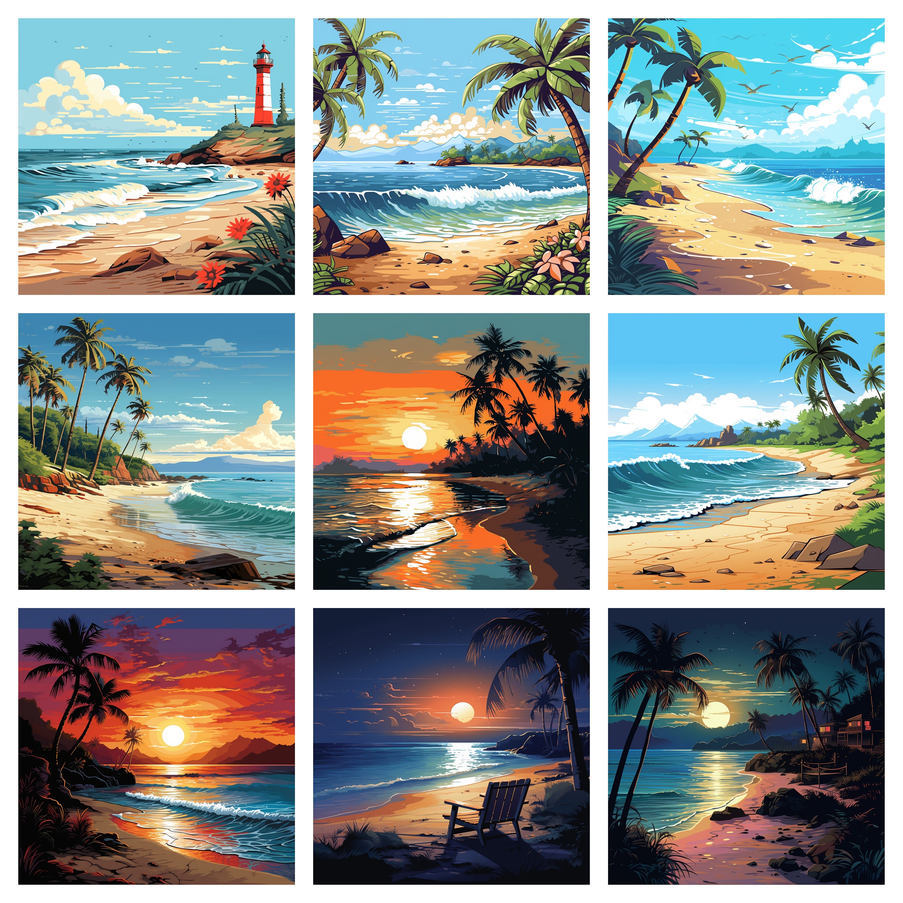 Beach Clipart, Beach Graphics, PNG Digital Files, Sublimation ...