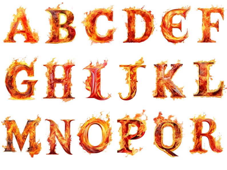 Fire Alphabet, Letters Png, Alphabet Png, Instant Download for ...