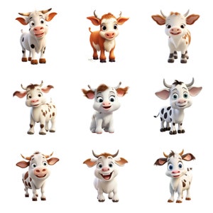 Cute Animated Cows Clipart, PNG Transparent Background, High Quality ...