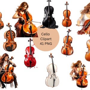 Cellos Clipart, PNG digital files on transparent background, sublimation, commercial use