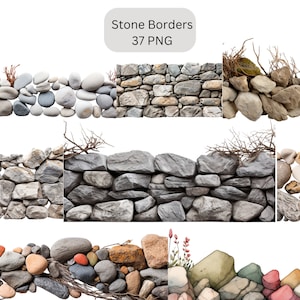 Acuarela Stone Borders Clipart, archivos digitales PNG sobre fondo transparente, sublimación, uso comercial