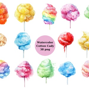 Aquarela Algodão Cady Clipart PNG arquivos digitais em fundo transparente, álbum de recortes, sublimação, uso comercial