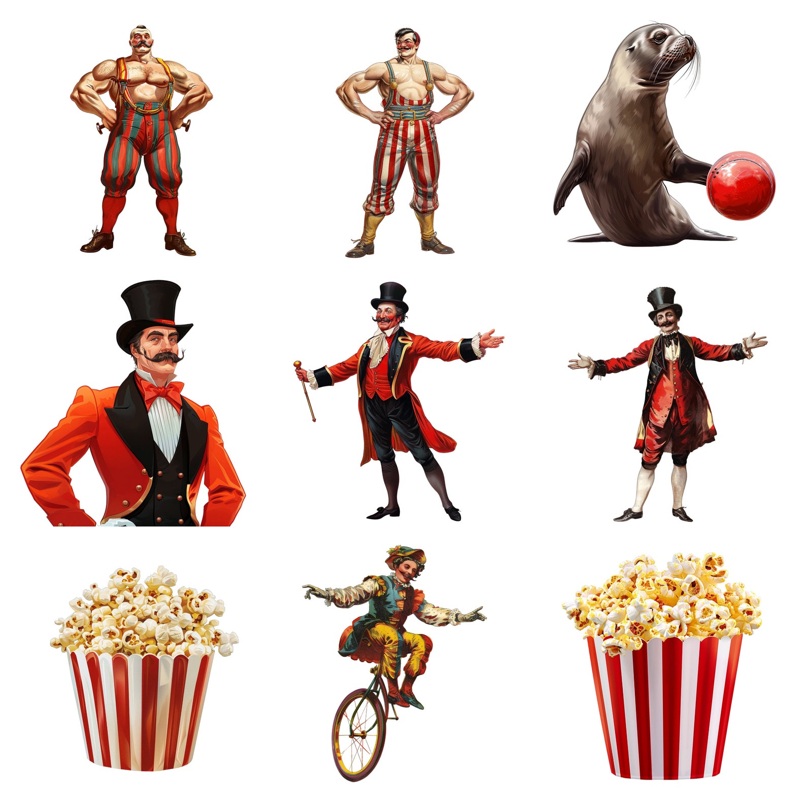Circus Clipart, Carnival PNG Individual Images on Transparent ...