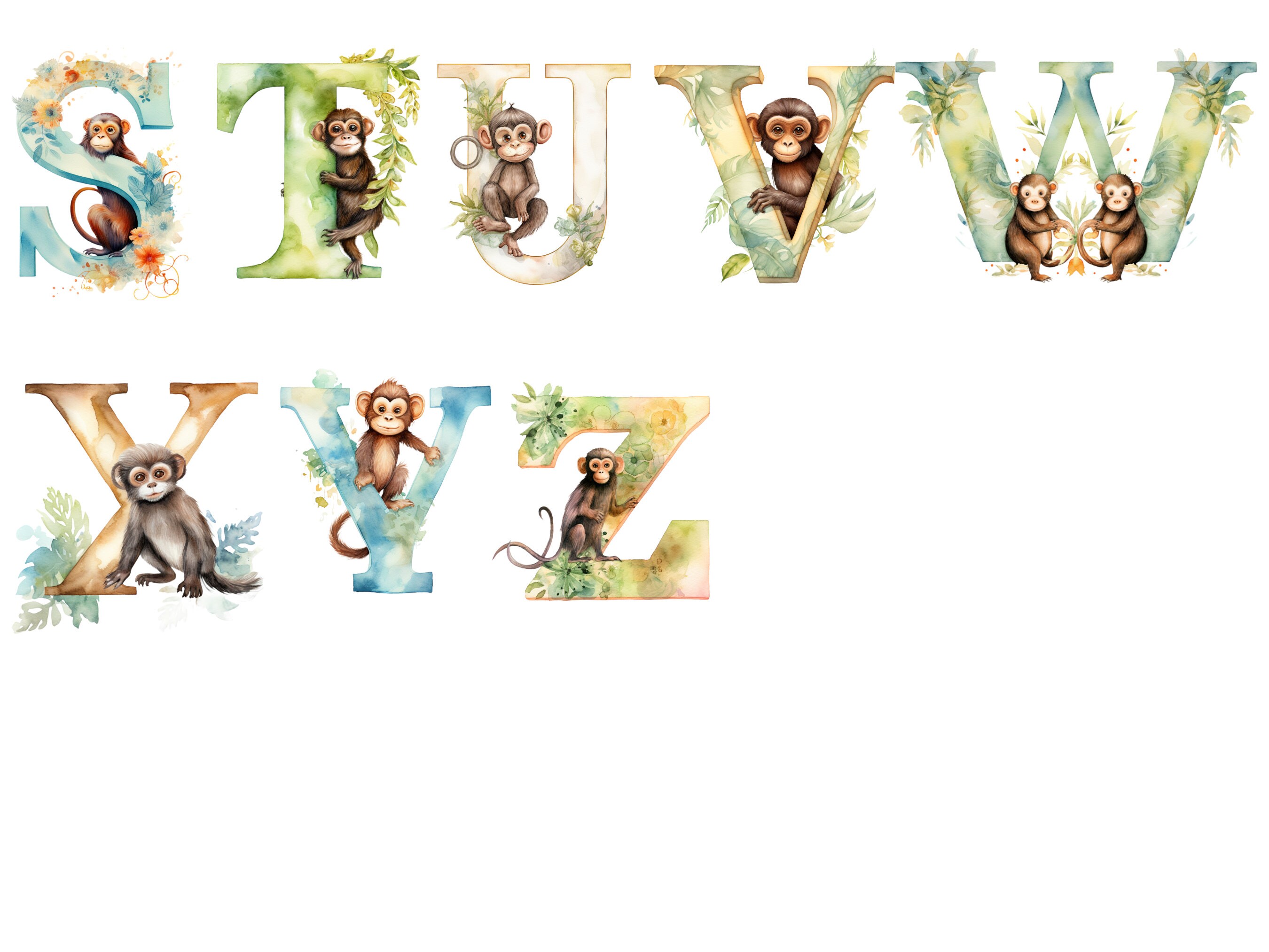 Alphabet de singe lettres png alphabet png téléchargement - Etsy France