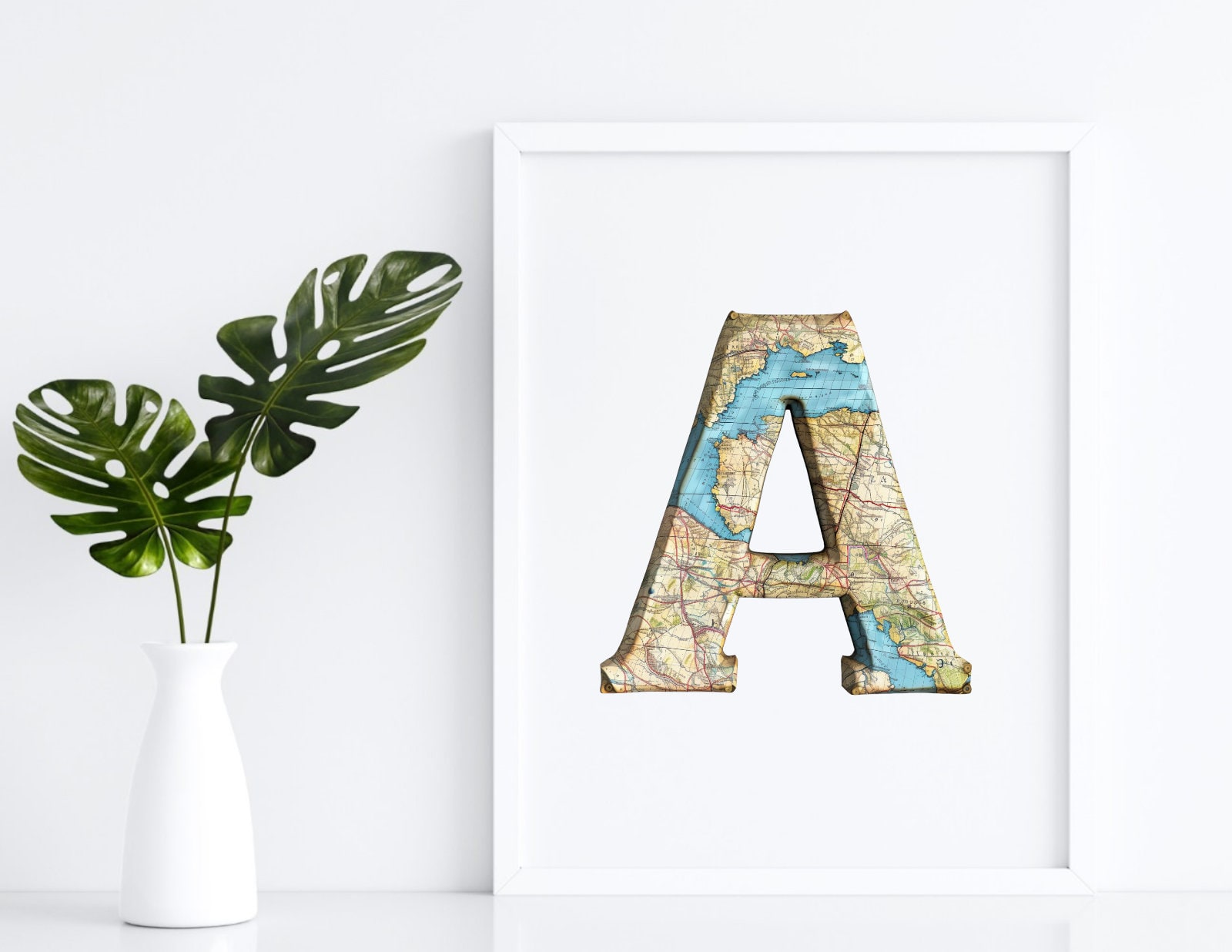 Letter Map Design Watercolor Maps Alphabet Clipart, Maps Letters PNG Digital Files on ...
