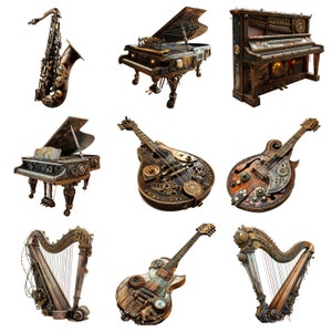 Steampunk Instruments Clipart, PNG Digital Files on Transparent ...